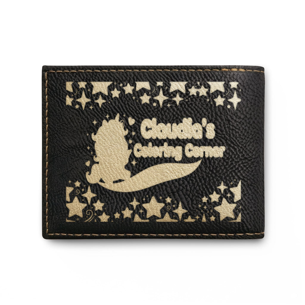 Unicorn Silhouette Bi-Fold Wallet — Leather Card Wallet with Magical Pony Design