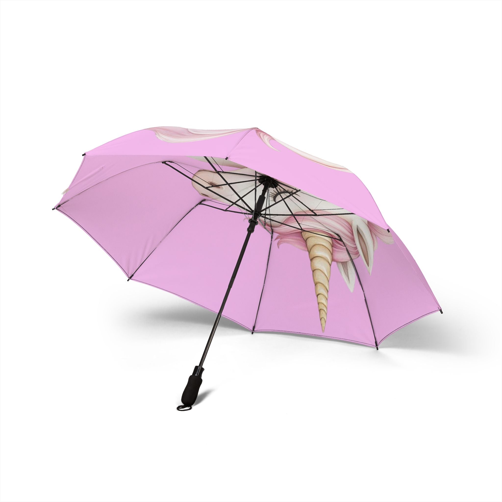 Pink Unicorn Foldable Umbrella — Cute Semi-Automatic Compact Rain Shield