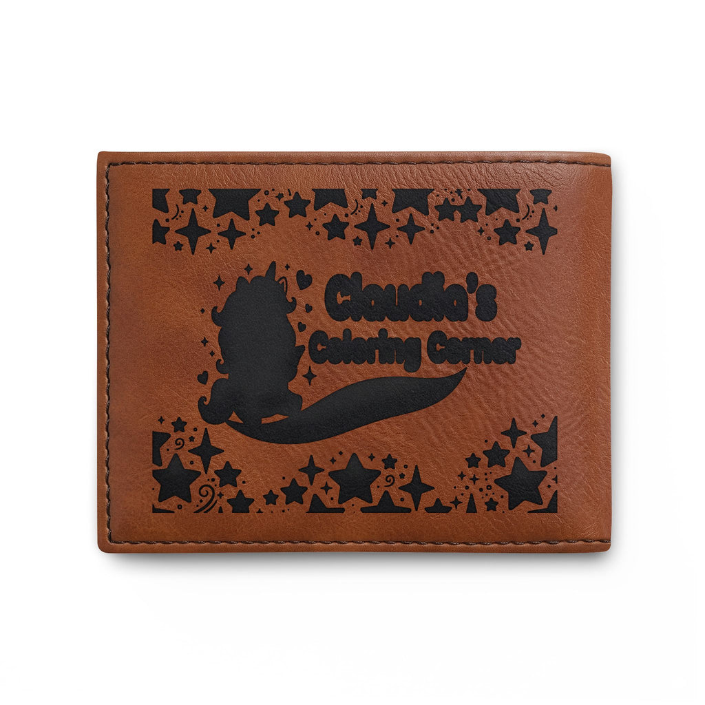 Unicorn Silhouette Bi-Fold Wallet — Leather Card Wallet with Magical Pony Design