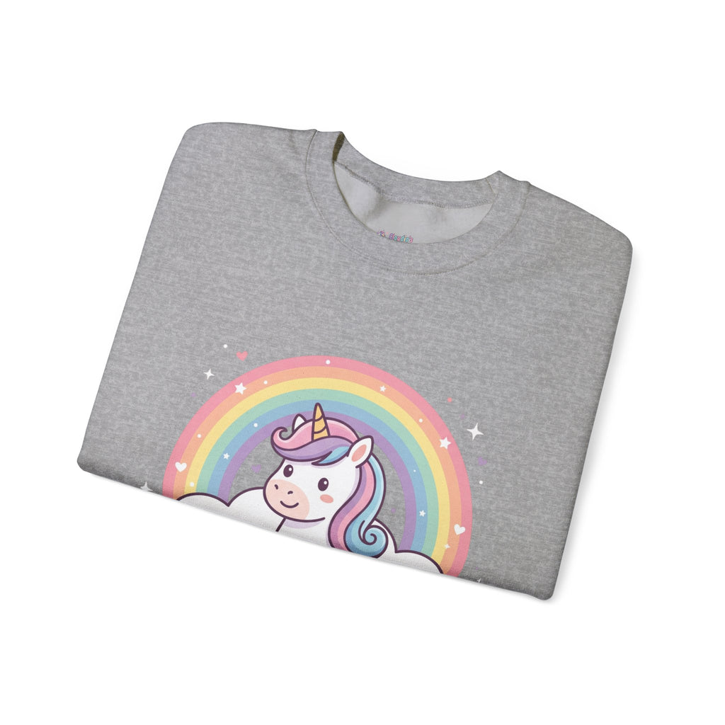 Unicorn Rainbow Crewneck Sweatshirt — Cute Pastel Cloud Graphic