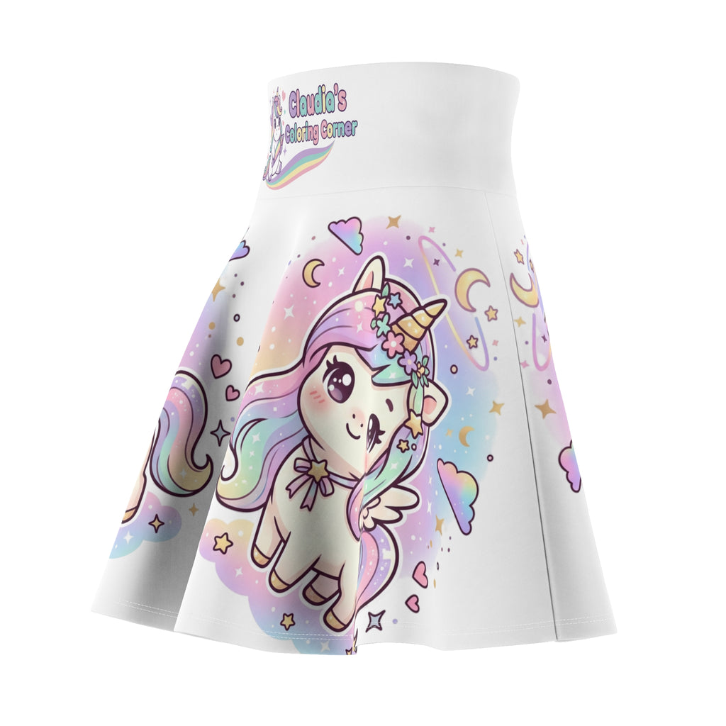Kawaii Pastel Unicorn Skater Skirt — Cute Rainbow Magical Girl AOP