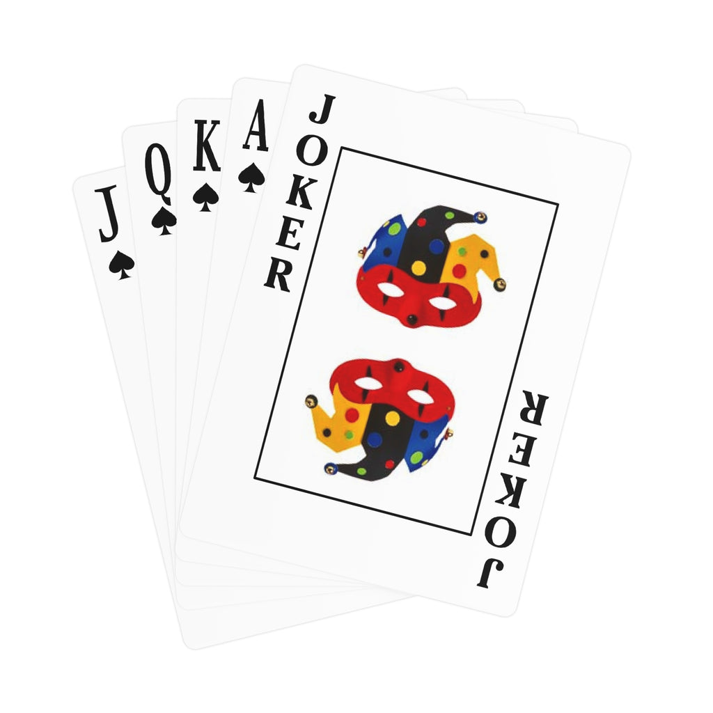 Two joker cards with colorful designs on a white background