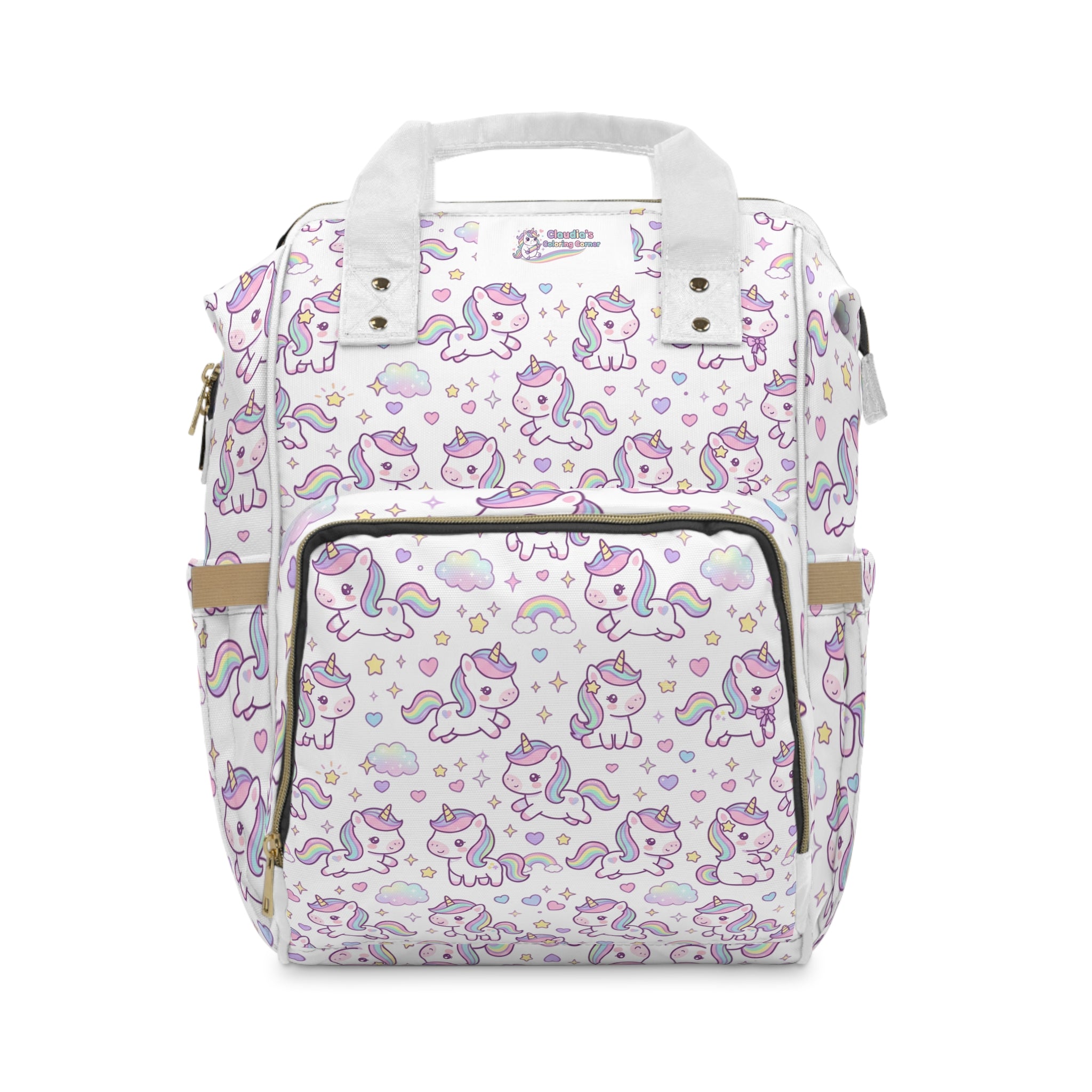 Unicorn Print Diaper Backpack — Multifunctional Baby Bag with Changing Essentials