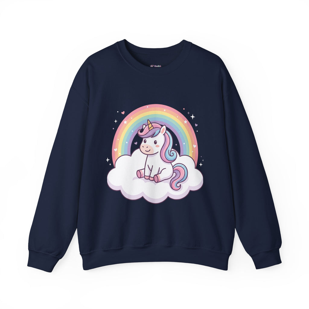 Unicorn Rainbow Crewneck Sweatshirt — Cute Pastel Cloud Graphic