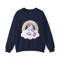 Unicorn Rainbow Crewneck Sweatshirt — Cute Pastel Cloud Graphic