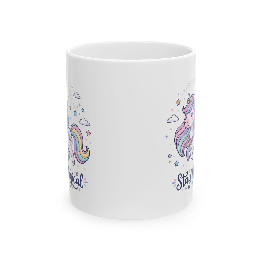 Unicorn Ceramic Mug — "Stay Magical" Rainbow Coffee Cup (11oz & 15oz)