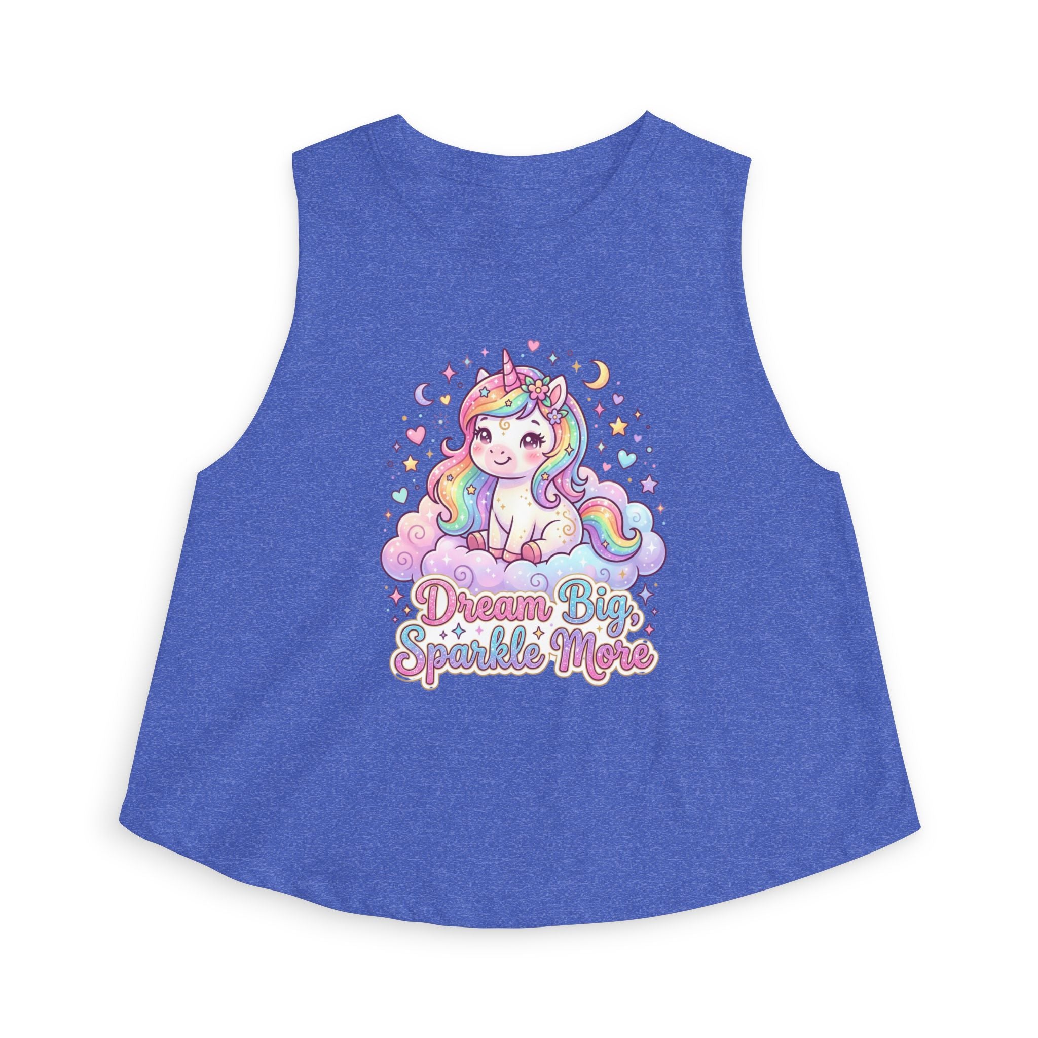 Unicorn Crop Top – "Dream Big Sparkle More" Cute Pastel Graphic