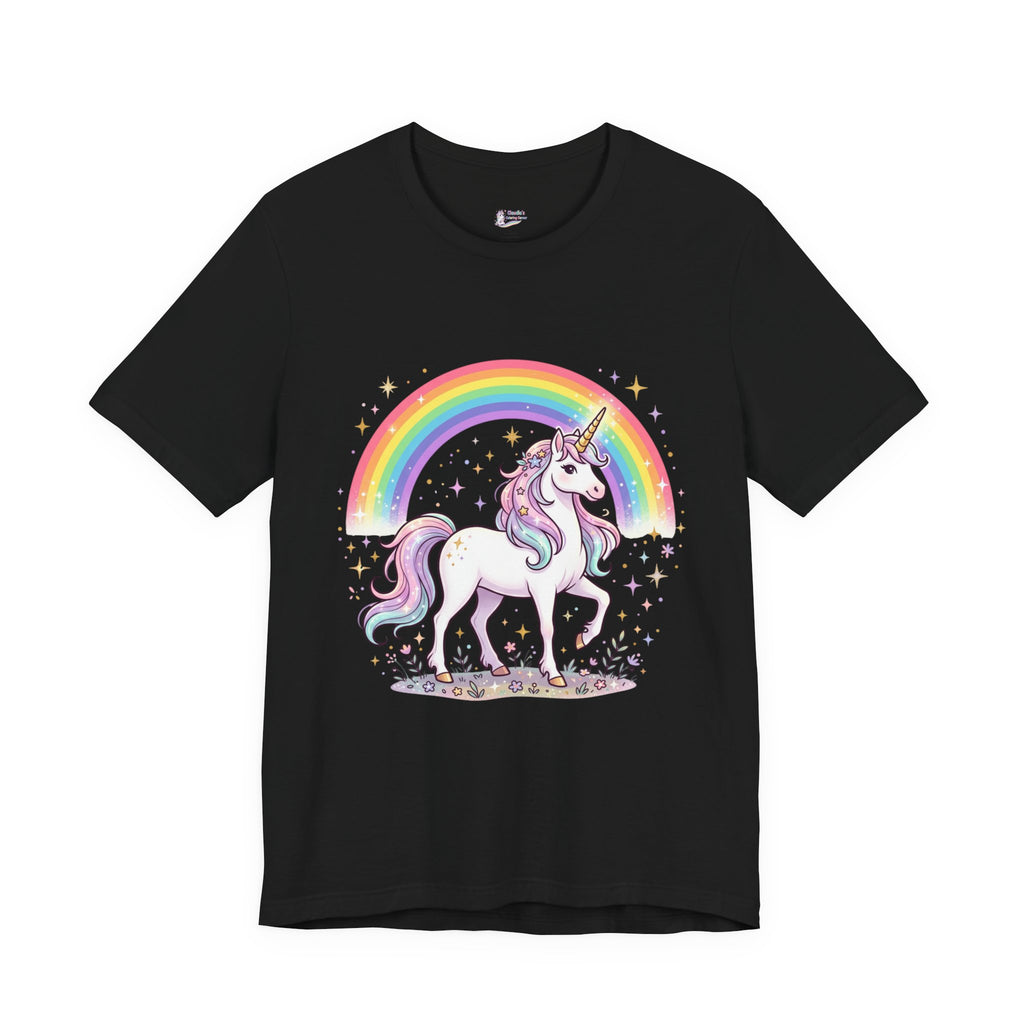 Unicorn Rainbow Tee — Cute Pastel Unicorn on Cloud Graphic T-Shirt