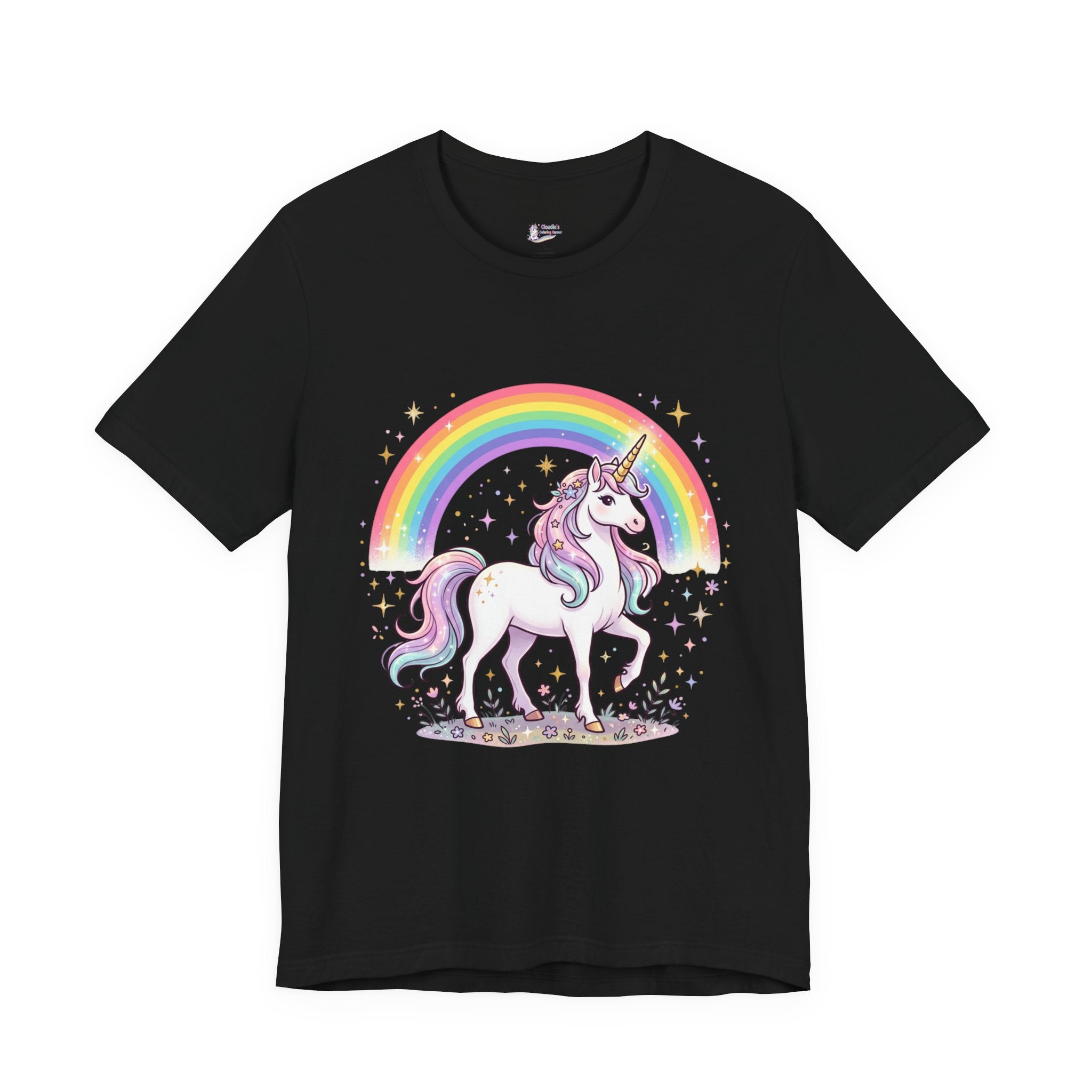 Unicorn Rainbow Tee — Cute Pastel Unicorn on Cloud Graphic T-Shirt