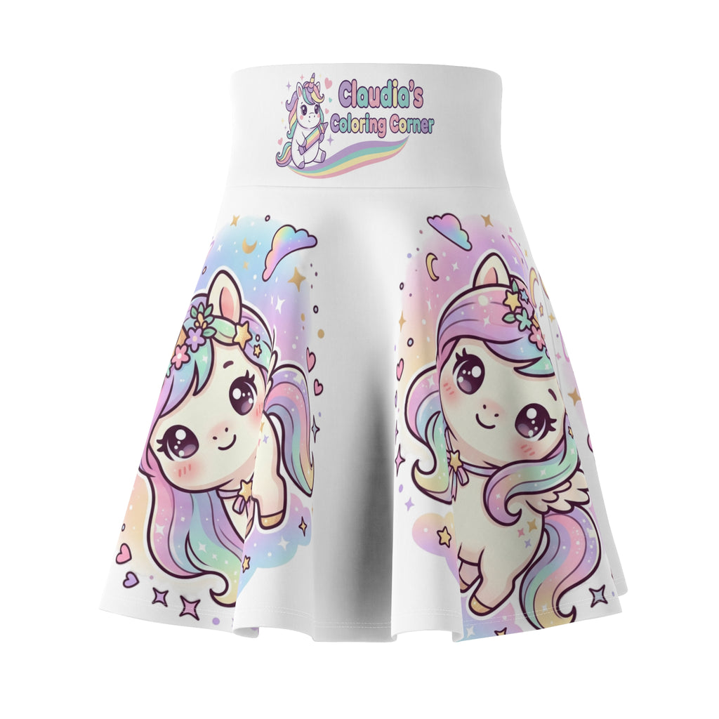 Kawaii Pastel Unicorn Skater Skirt — Cute Rainbow Magical Girl AOP