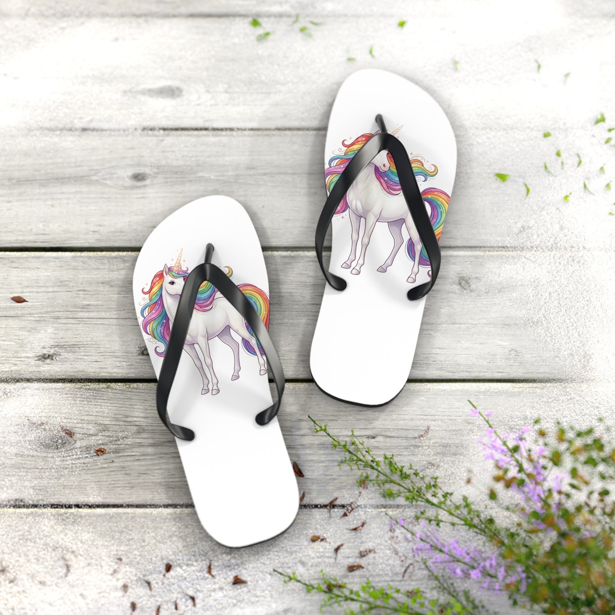 Unicorn Rainbow Flip Flops - Cute Kids Beach Sandals