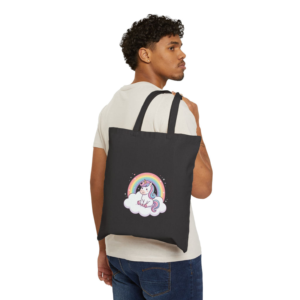 Unicorn Rainbow Tote Bag - Cute Cotton Canvas Grocery & Gift Tote