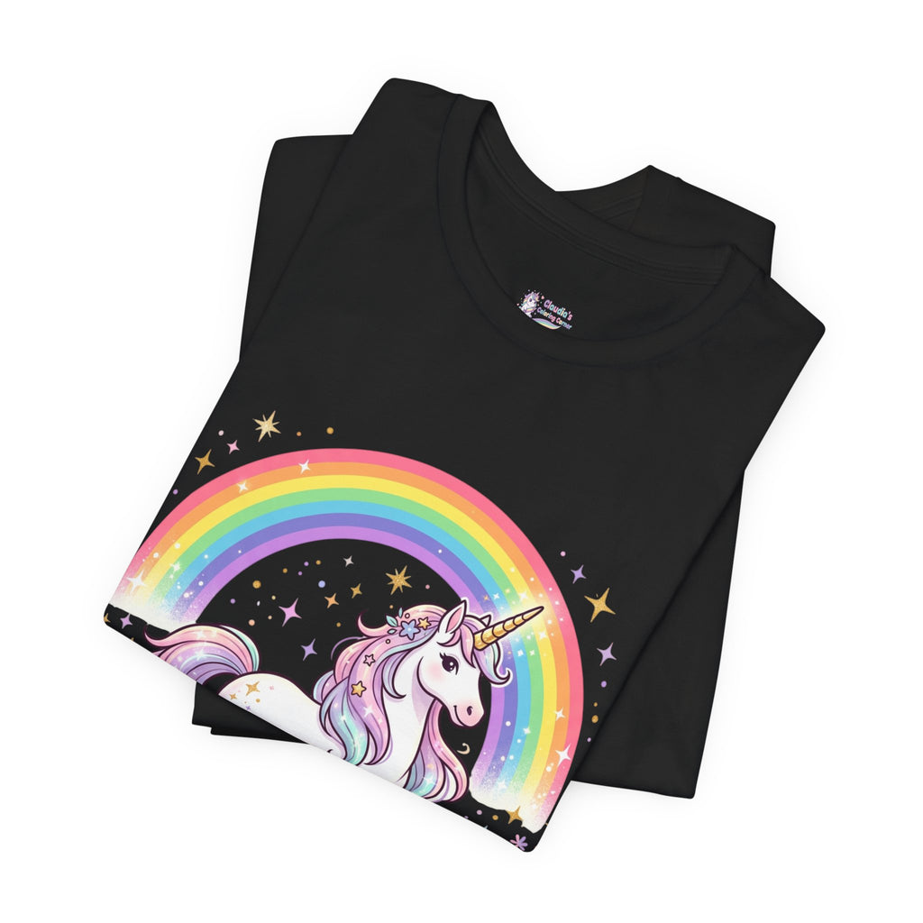 Unicorn Rainbow Tee — Cute Pastel Unicorn on Cloud Graphic T-Shirt