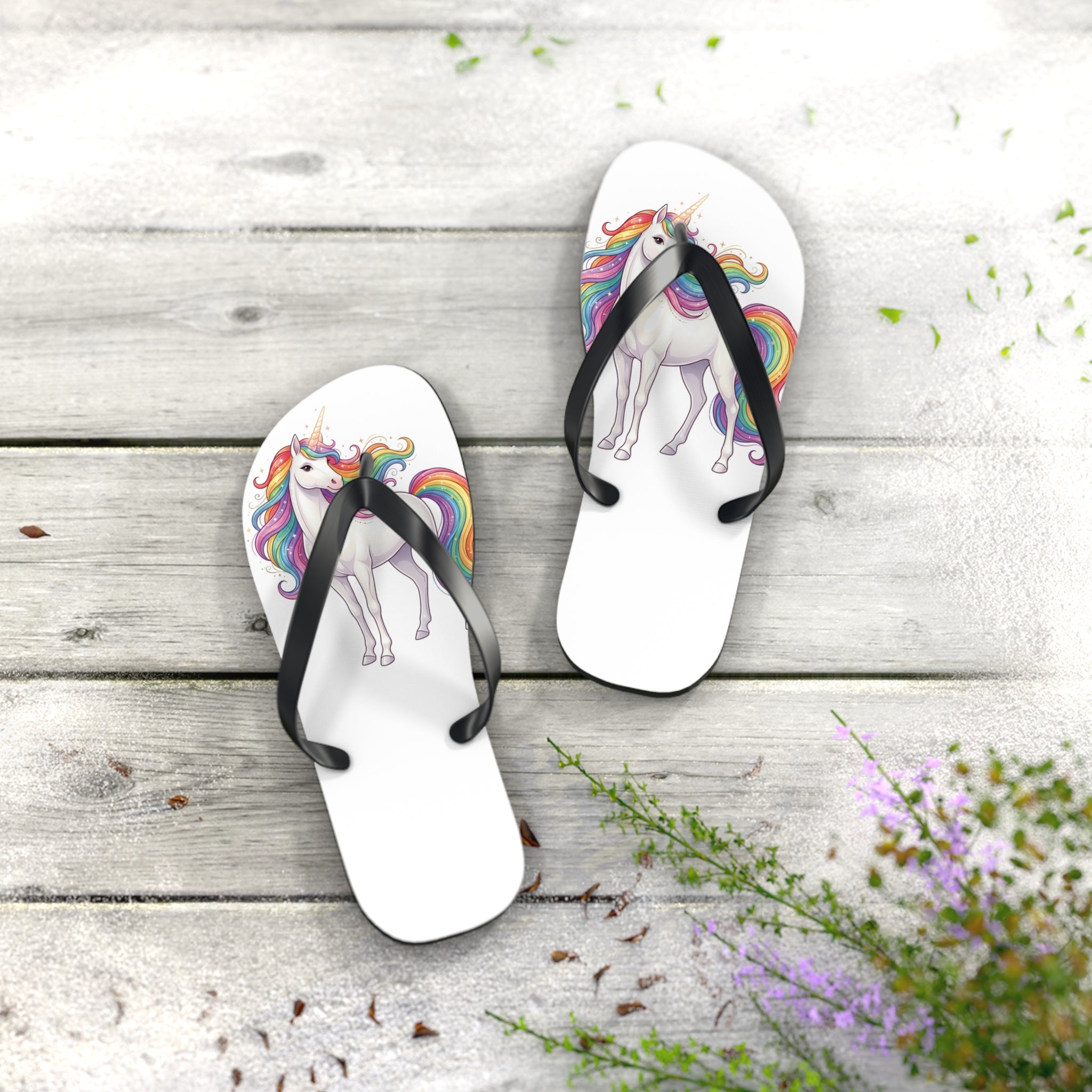 Unicorn Rainbow Flip Flops - Cute Kids Beach Sandals