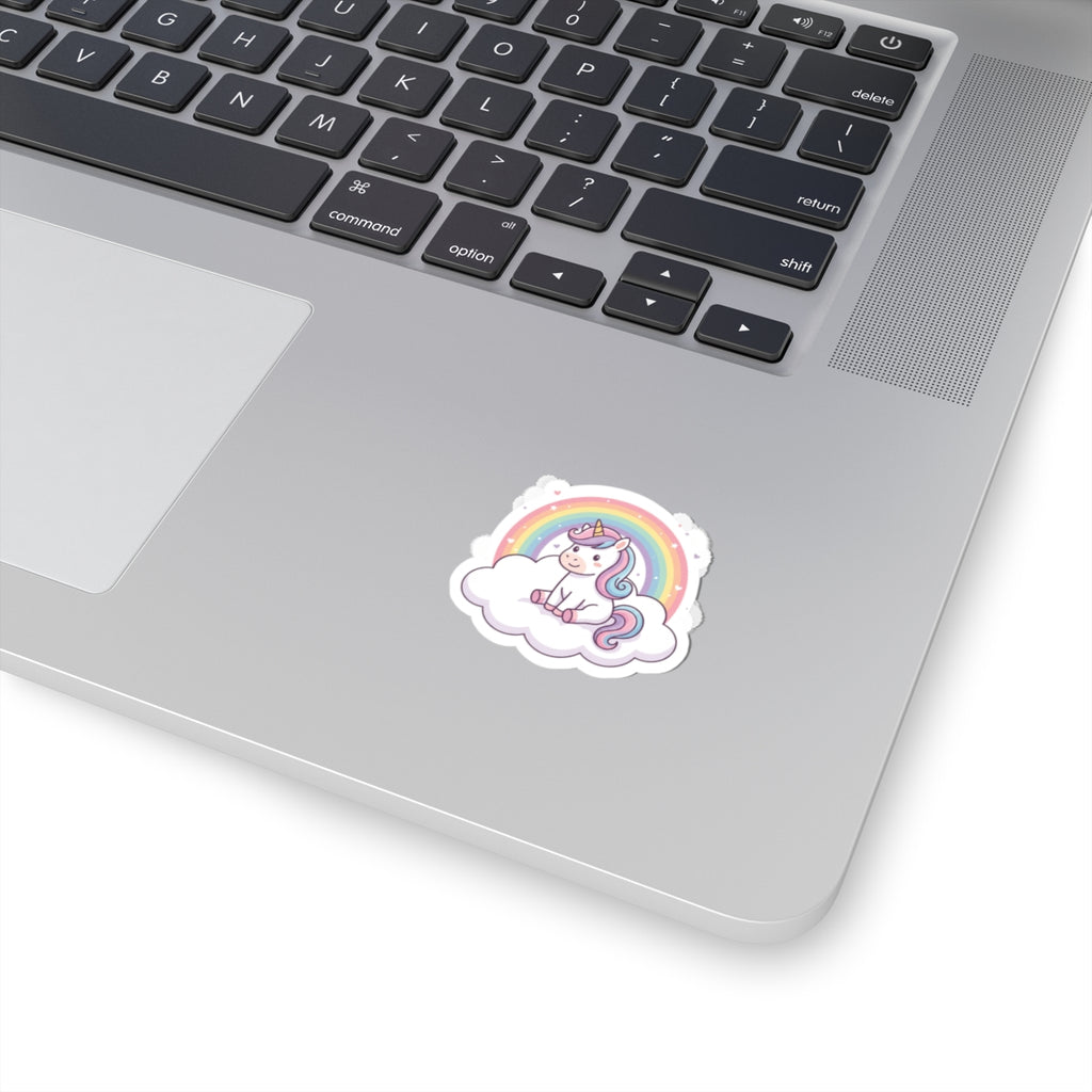 Unicorn Rainbow Kiss-Cut Sticker — Cute Pastel Laptop Decal