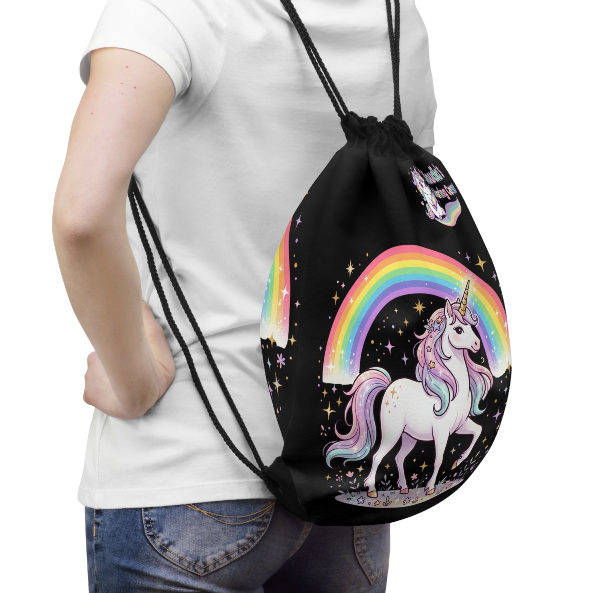 Unicorn Rainbow Drawstring Bag — Cute Magical Kids Backpack