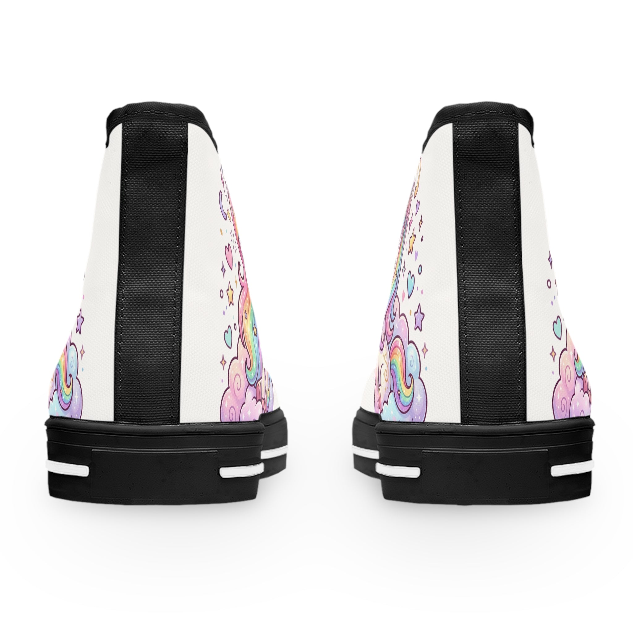 Unicorn Rainbow High-Top Sneakers — Women's Cute Pastel Cartoon Shoes
