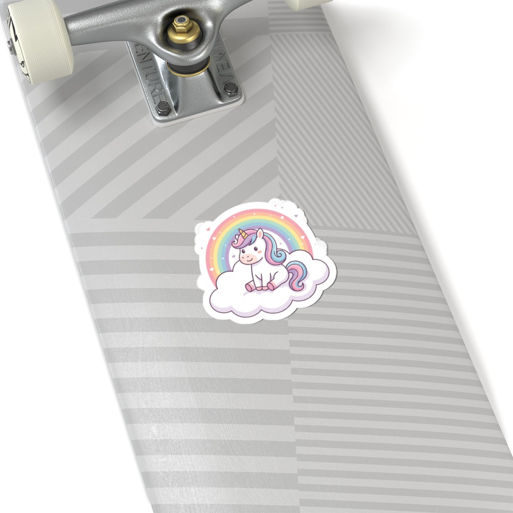Unicorn Rainbow Kiss-Cut Sticker — Cute Pastel Laptop Decal