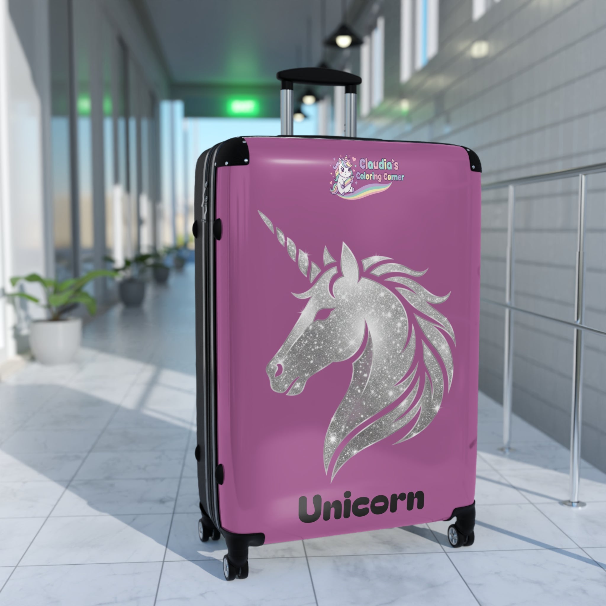 Unicorn Glitter Suitcase – Personalized Kids Travel Luggage