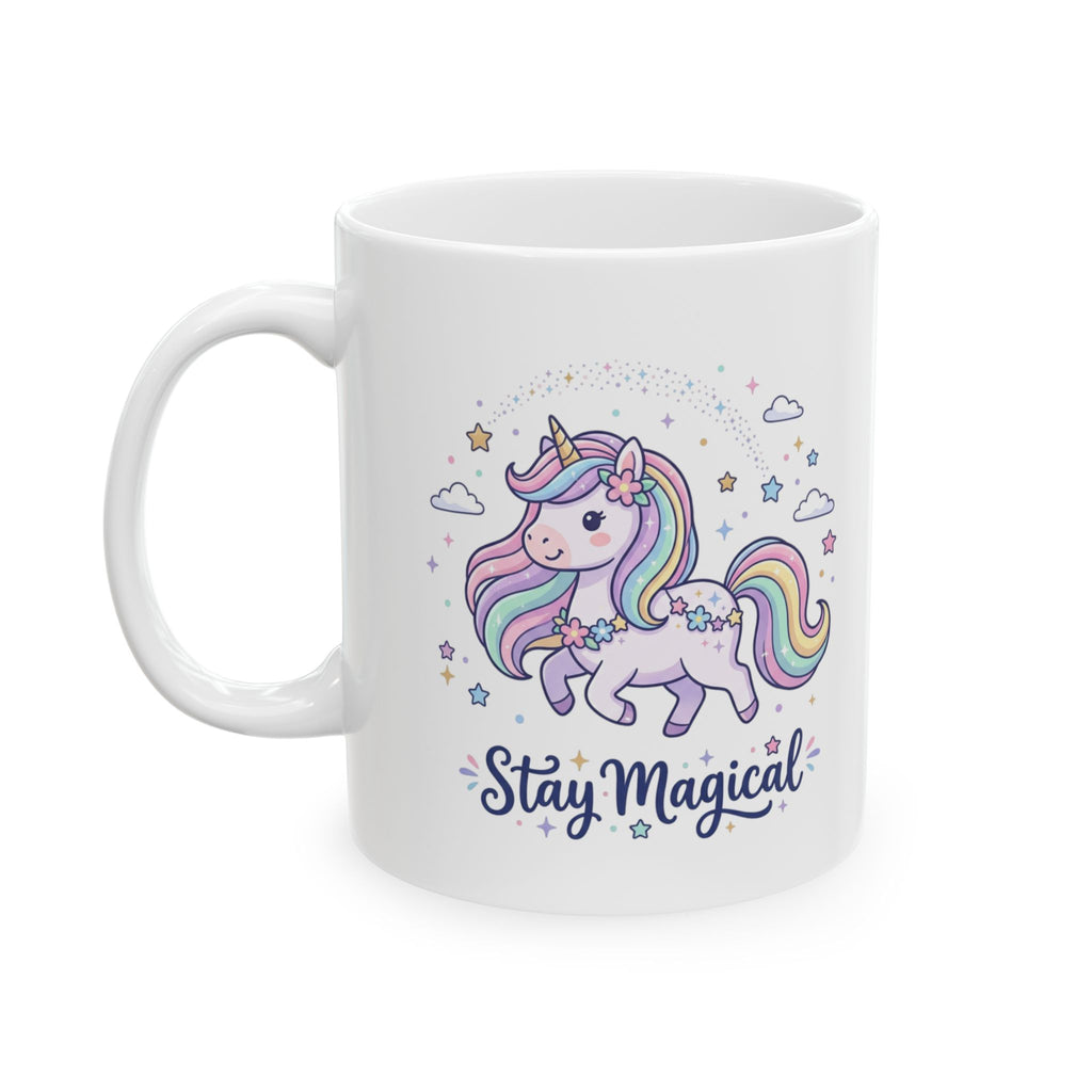 Unicorn Ceramic Mug — "Stay Magical" Rainbow Coffee Cup (11oz & 15oz)