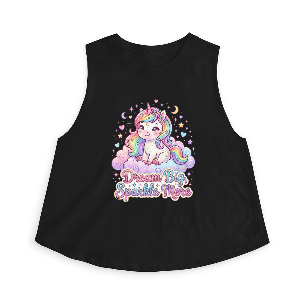 Unicorn Crop Top – "Dream Big Sparkle More" Cute Pastel Graphic