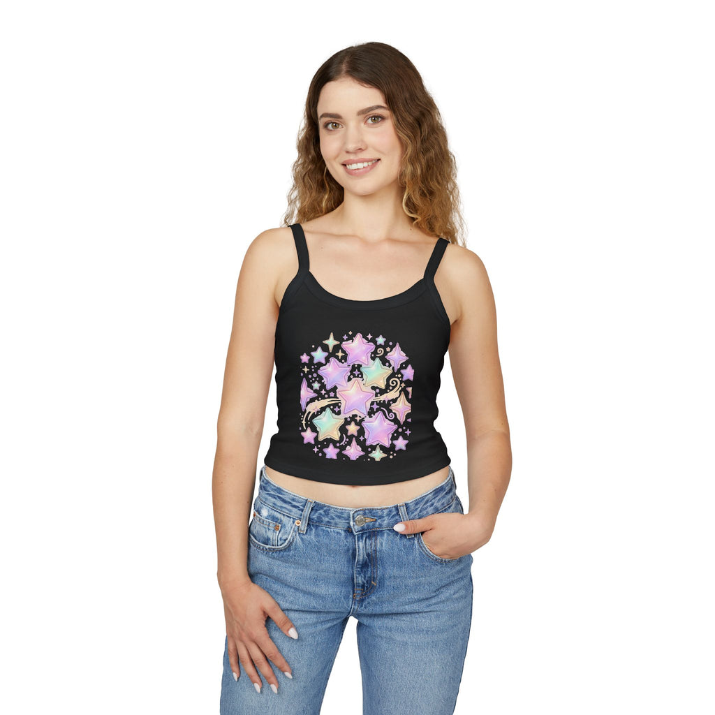 Starry Pastel Crop Tank — Women's Spaghetti Strap Tank Top