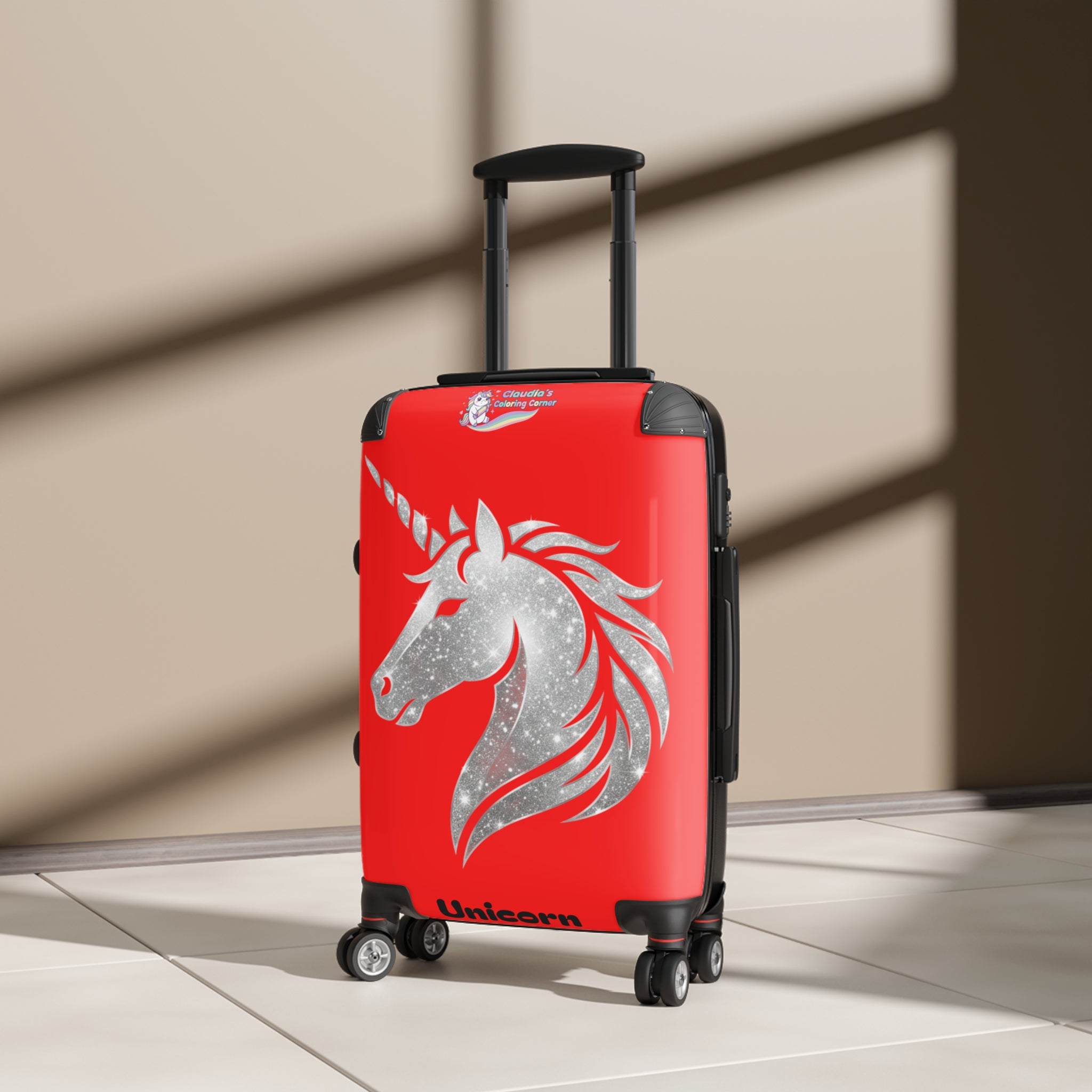 Unicorn Suitcase — Sparkling Silver Unicorn Travel Carry-On