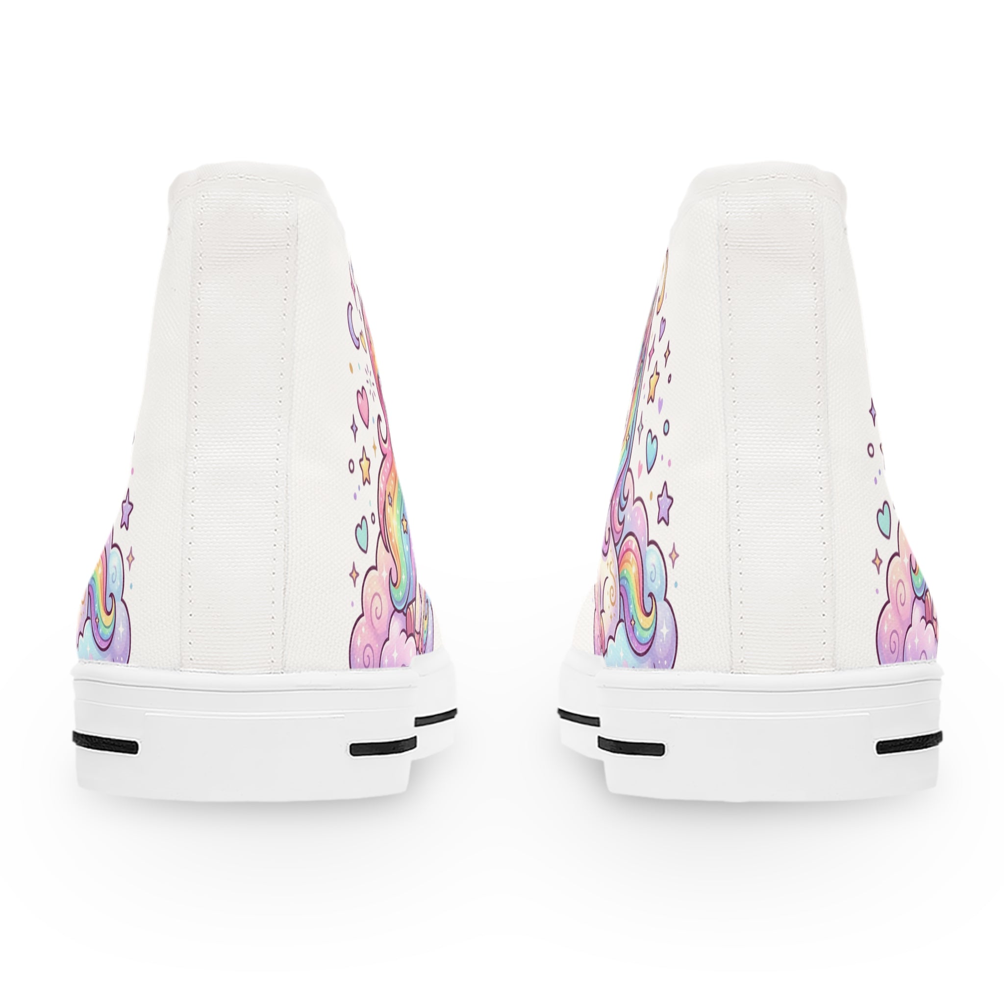 Unicorn Rainbow High-Top Sneakers — Women's Cute Pastel Cartoon Shoes