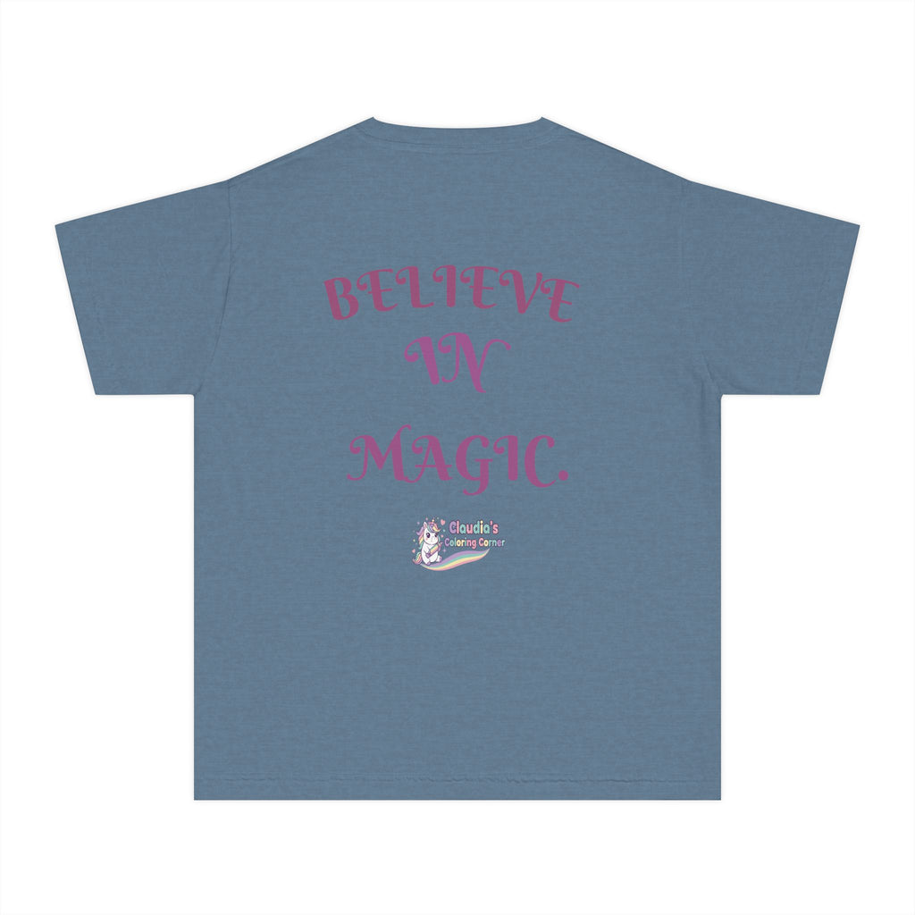 Unicorn Youth Tee — 'Believe in Magic' Rainbow Kids T‑Shirt