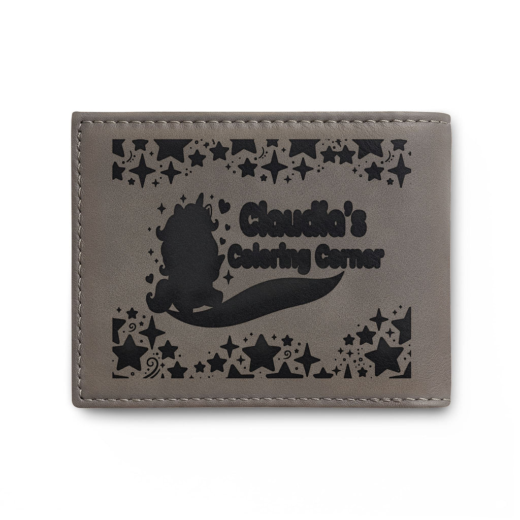 Unicorn Silhouette Bi-Fold Wallet — Leather Card Wallet with Magical Pony Design