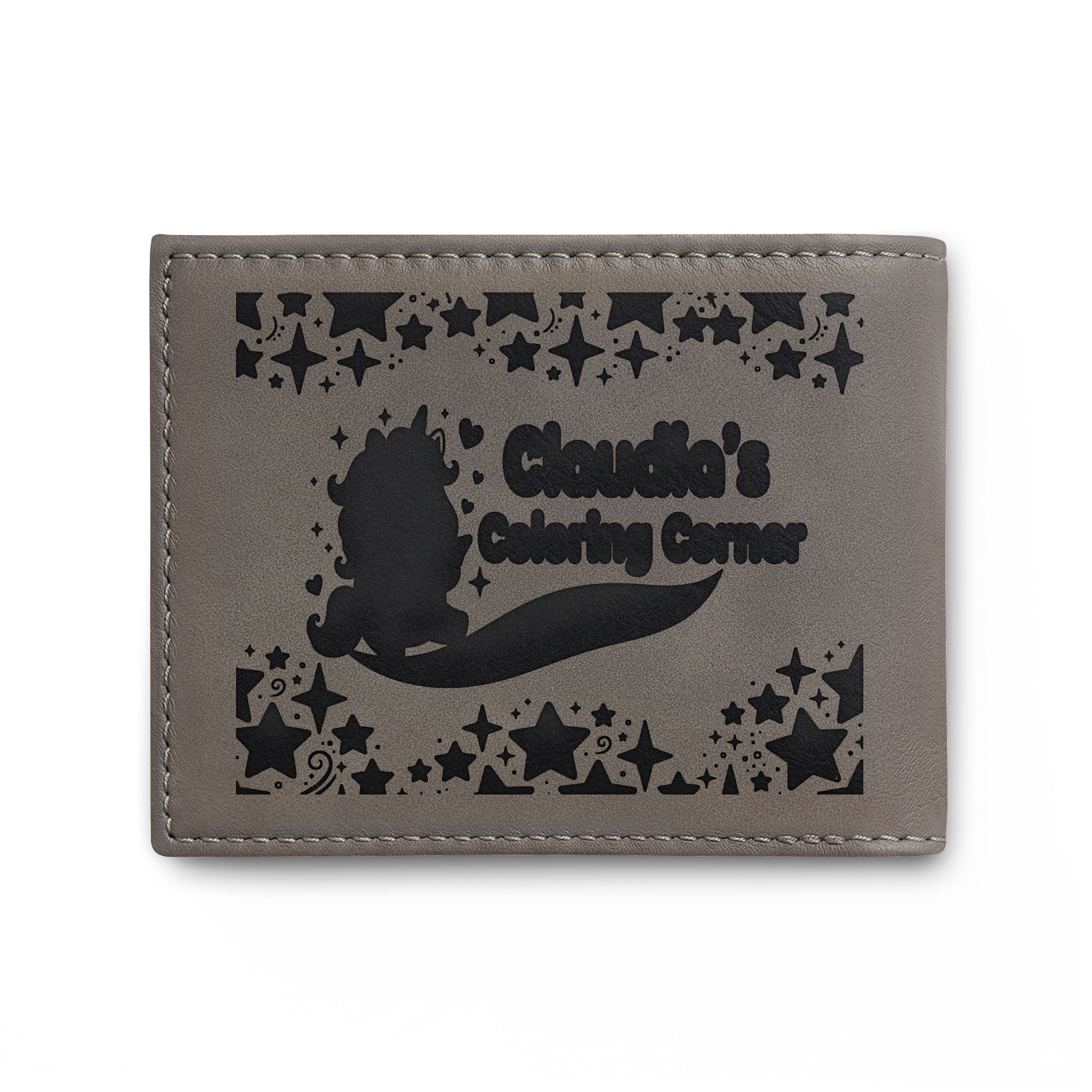 Unicorn Silhouette Bi-Fold Wallet — Leather Card Wallet with Magical Pony Design