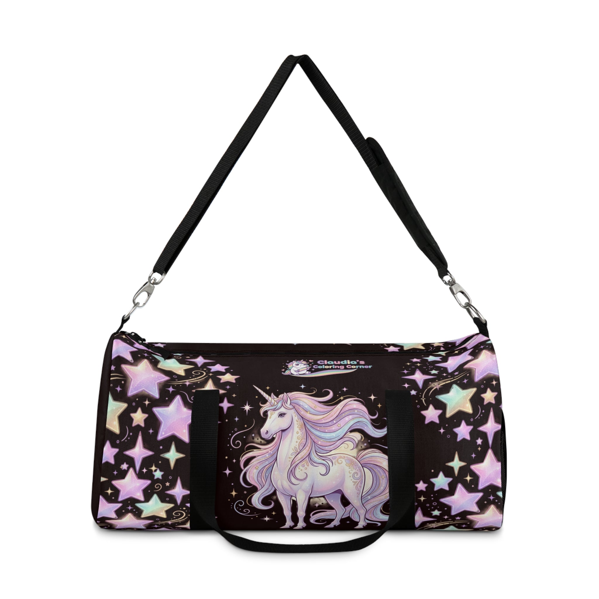 Pastel Unicorn Stars Duffel Bag — Magical Travel & Gym Bag