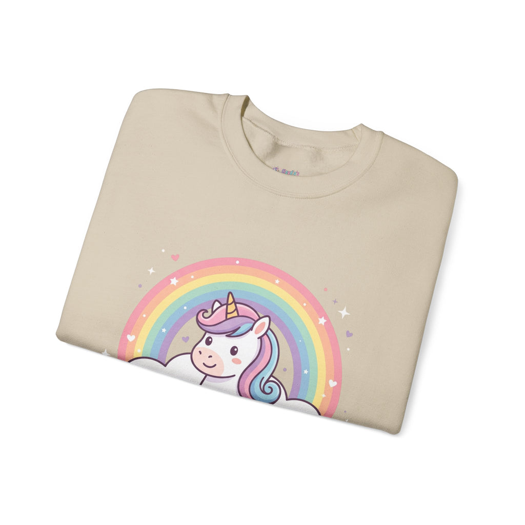 Unicorn Rainbow Crewneck Sweatshirt — Cute Pastel Cloud Graphic