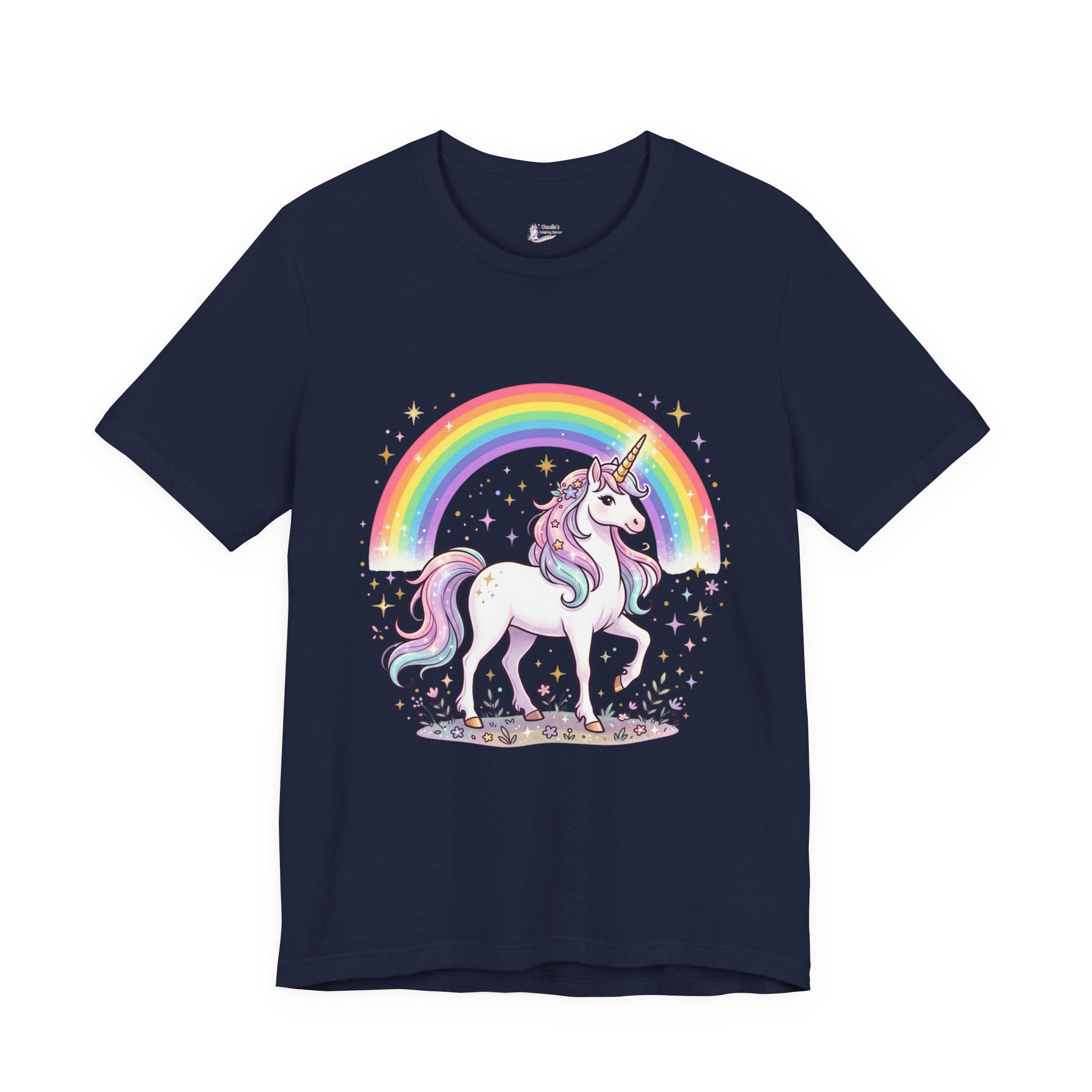 Unicorn Rainbow Tee — Cute Pastel Unicorn on Cloud Graphic T-Shirt
