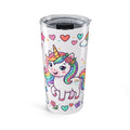 20oz Rainbow Unicorn Tumbler — Cute Kids Travel Cup with Hearts & Flowers