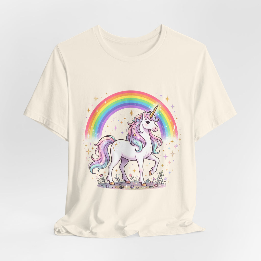 Unicorn Rainbow Tee — Cute Pastel Unicorn on Cloud Graphic T-Shirt