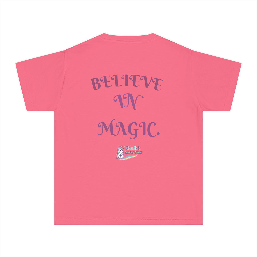 Unicorn Youth Tee — 'Believe in Magic' Rainbow Kids T‑Shirt
