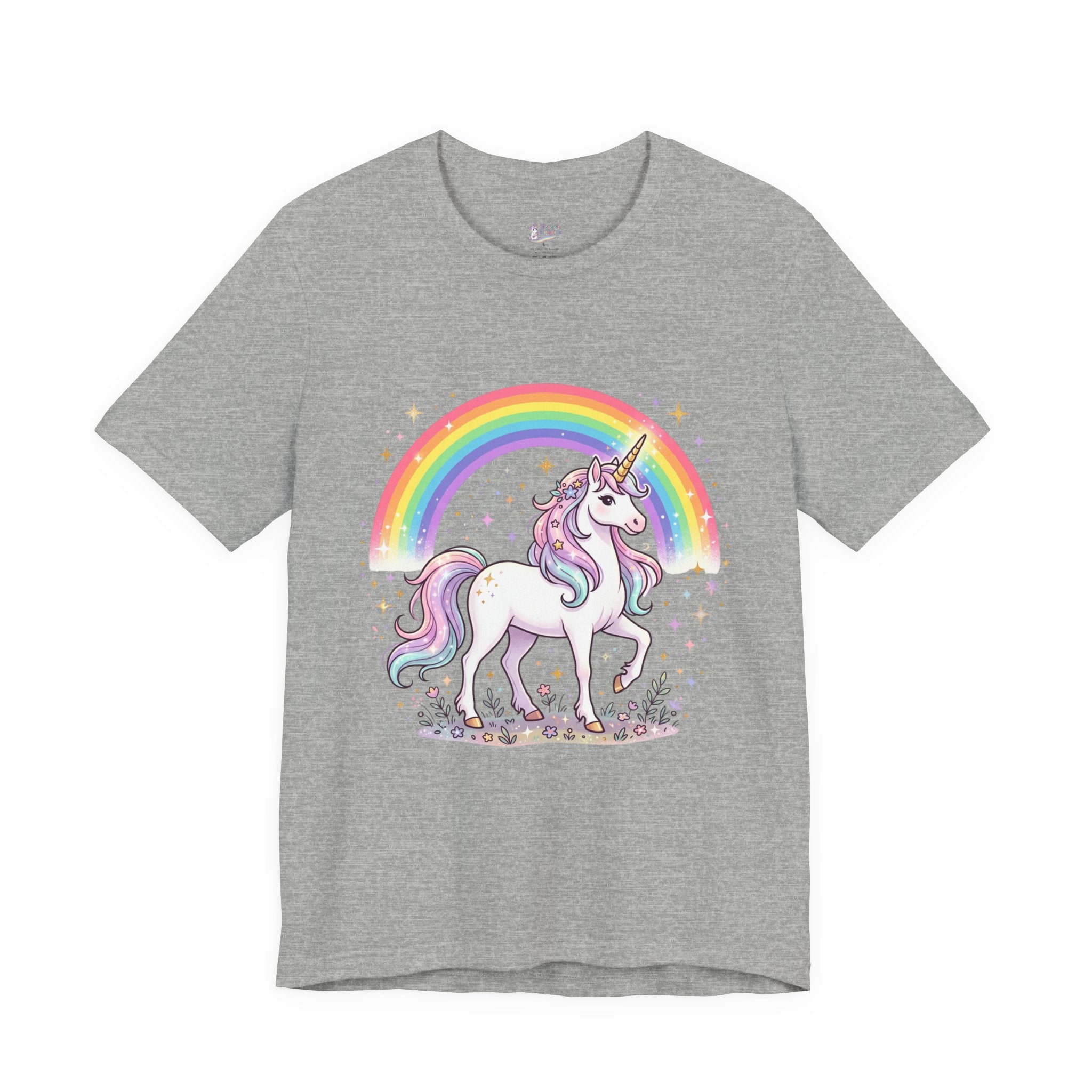 Unicorn Rainbow Tee — Cute Pastel Unicorn on Cloud Graphic T-Shirt