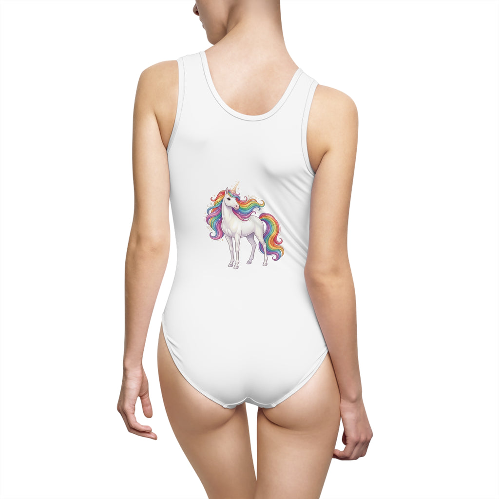 Rainbow Unicorn One-Piece Swimsuit — Whimsical Girls' Beachwear