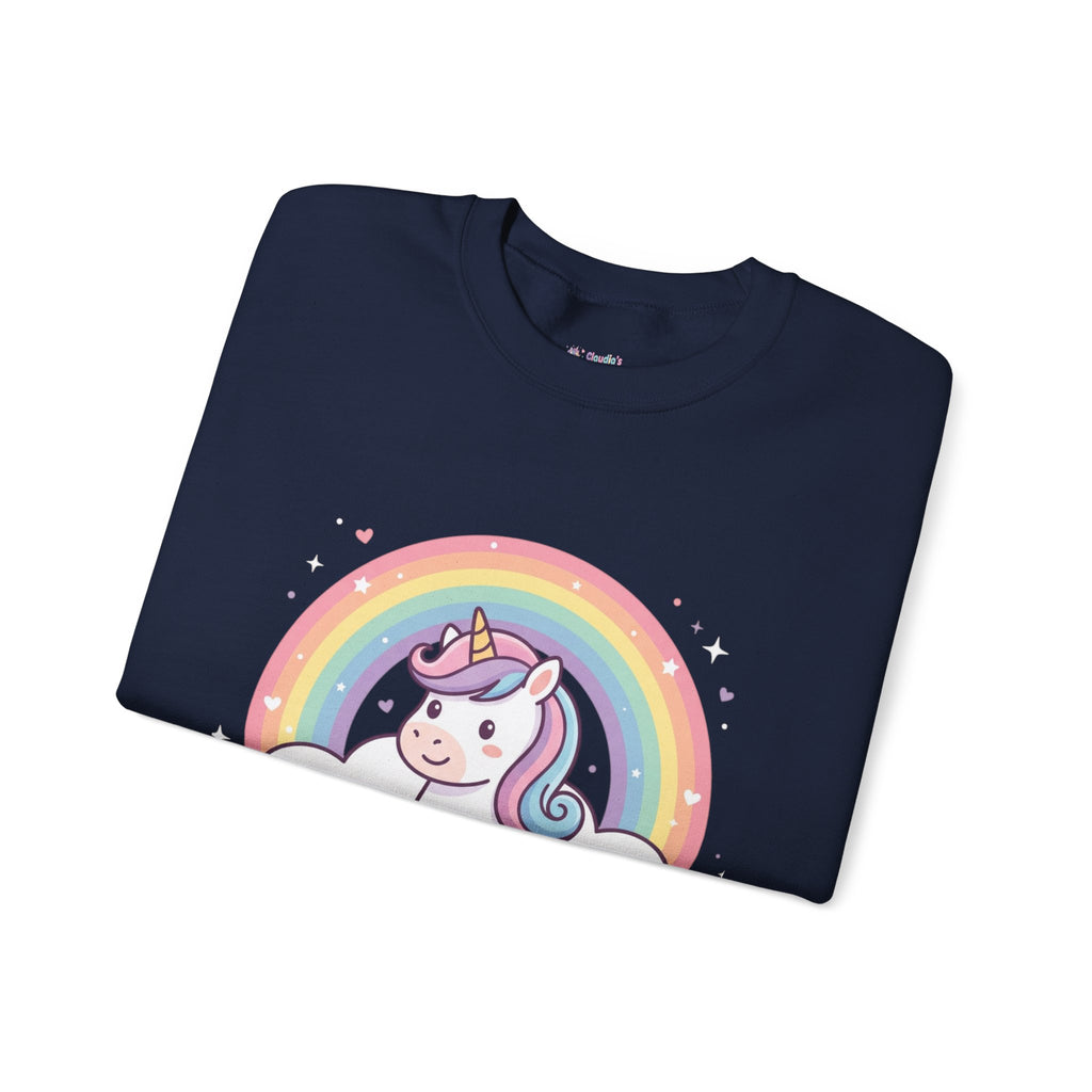 Unicorn Rainbow Crewneck Sweatshirt — Cute Pastel Cloud Graphic