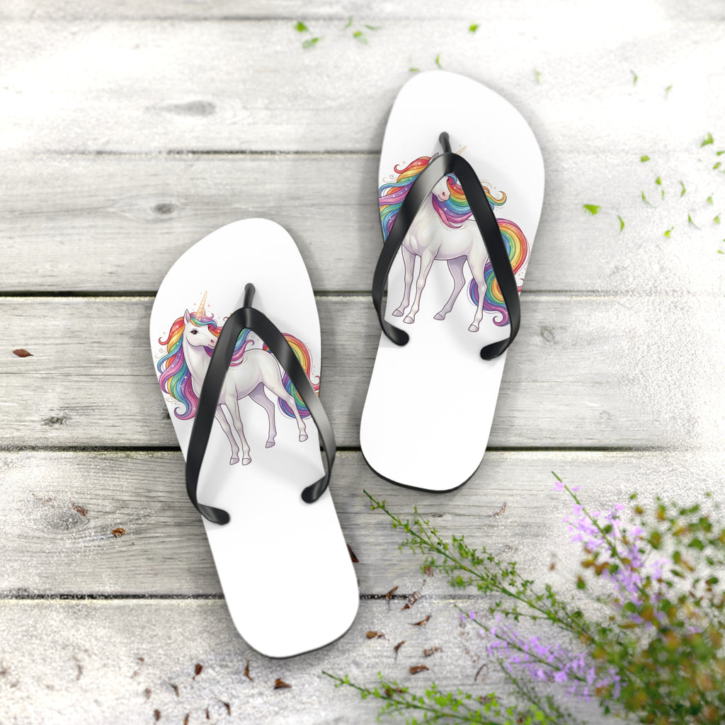 Unicorn Rainbow Flip Flops - Cute Kids Beach Sandals