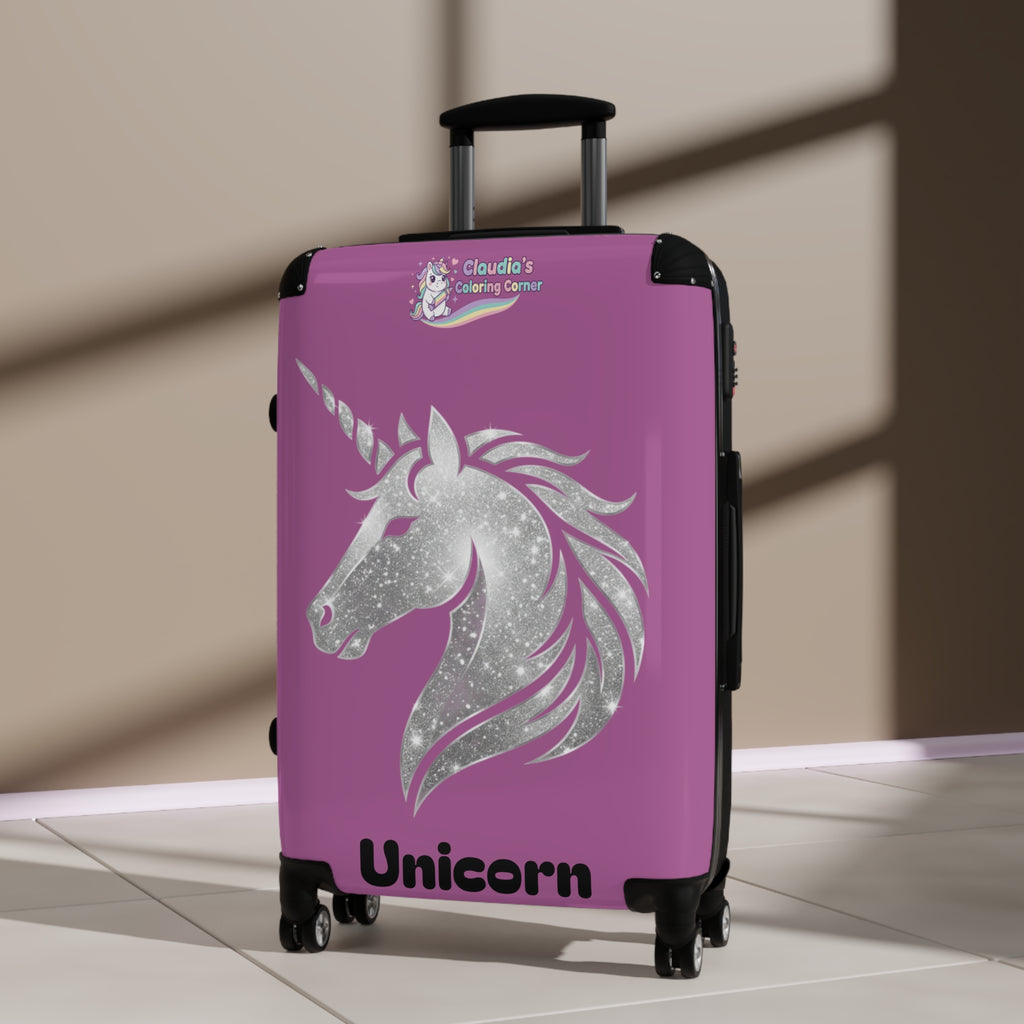 Unicorn Glitter Suitcase – Personalized Kids Travel Luggage
