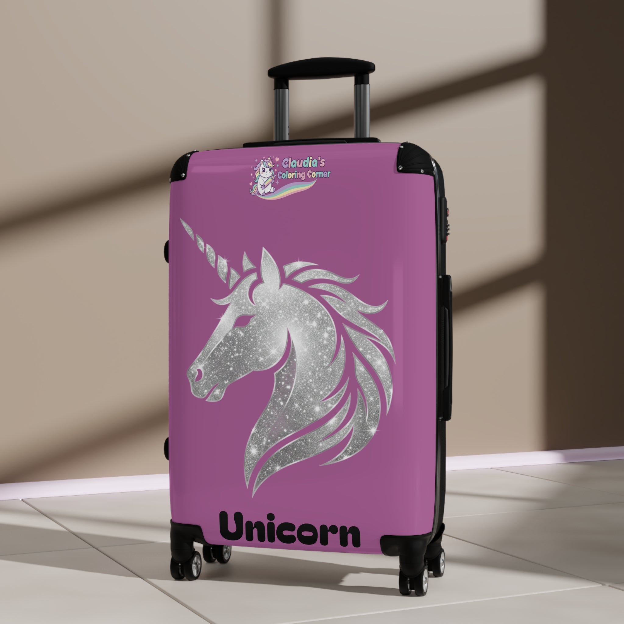 Unicorn Glitter Suitcase – Personalized Kids Travel Luggage