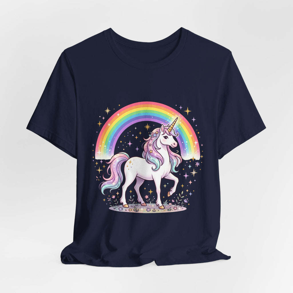 Unicorn Rainbow Tee — Cute Pastel Unicorn on Cloud Graphic T-Shirt