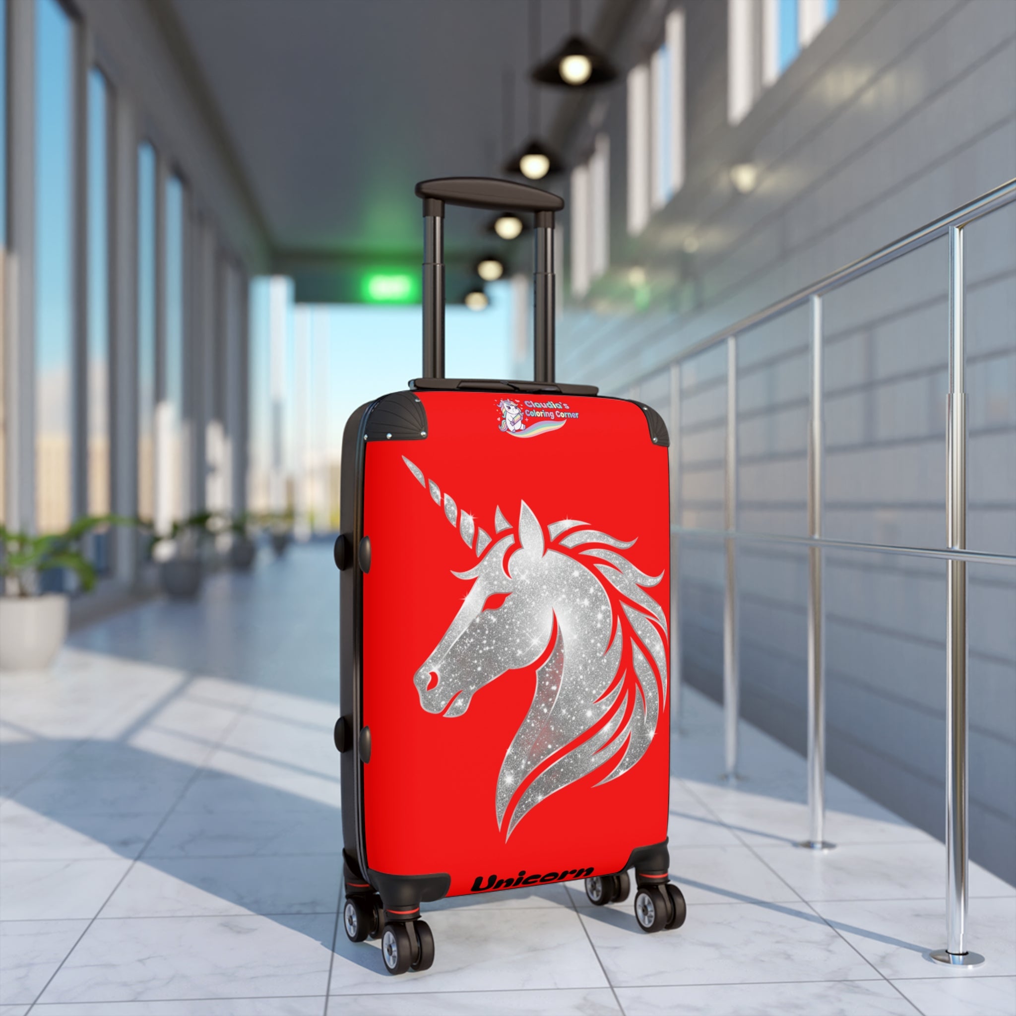 Unicorn Suitcase — Sparkling Silver Unicorn Travel Carry-On