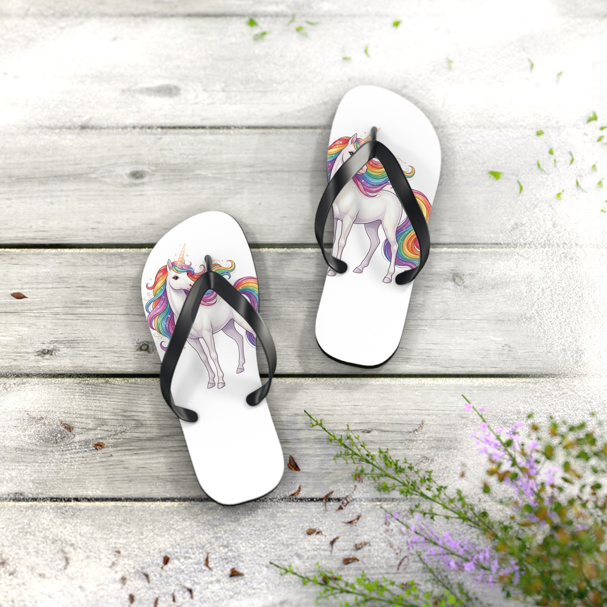 Unicorn Rainbow Flip Flops - Cute Kids Beach Sandals