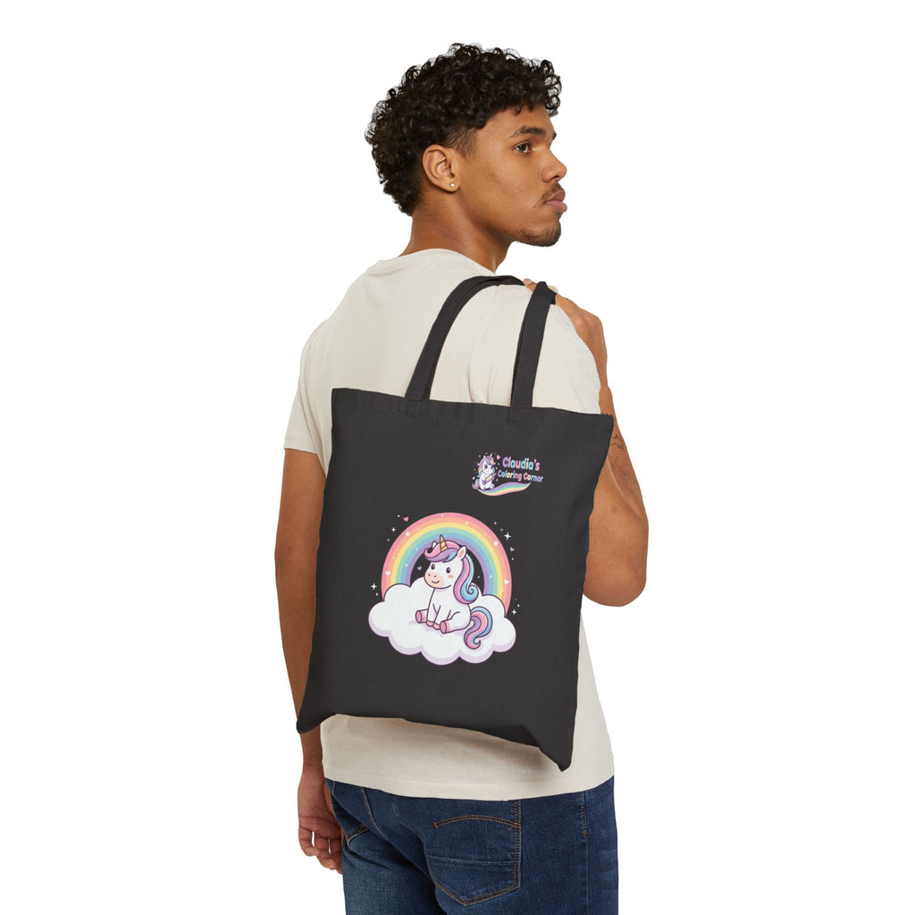 Unicorn Rainbow Tote Bag - Cute Cotton Canvas Grocery & Gift Tote
