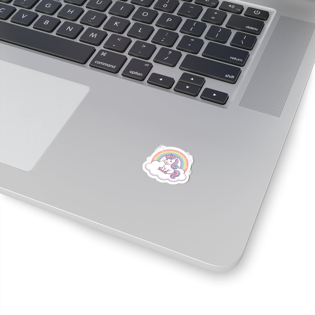 Unicorn Rainbow Kiss-Cut Sticker — Cute Pastel Laptop Decal