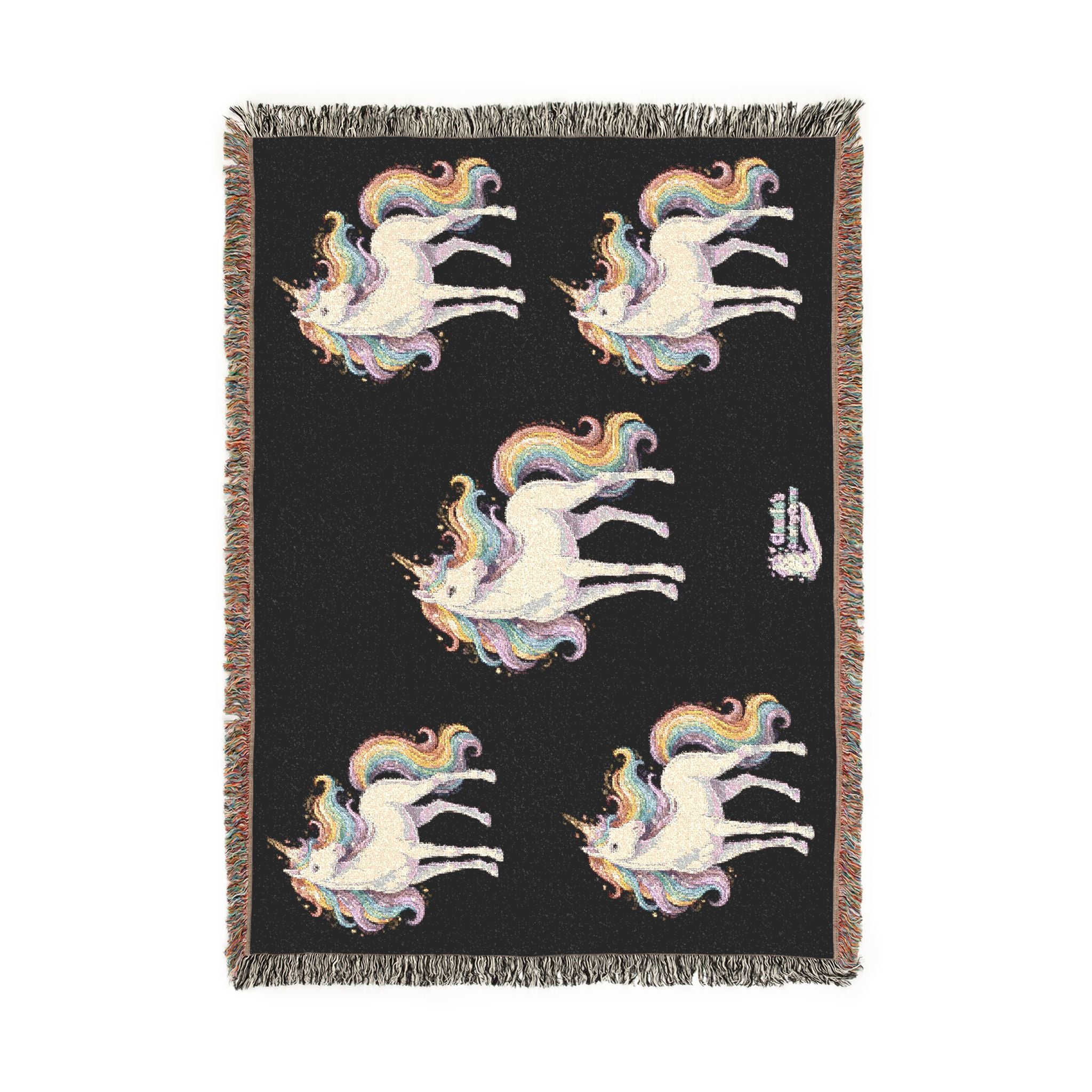 Unicorn Woven Blanket — Rainbow Pegasus Throw for Kids & Fantasy Fans