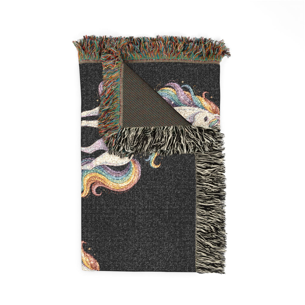 Unicorn Woven Blanket — Rainbow Pegasus Throw for Kids & Fantasy Fans